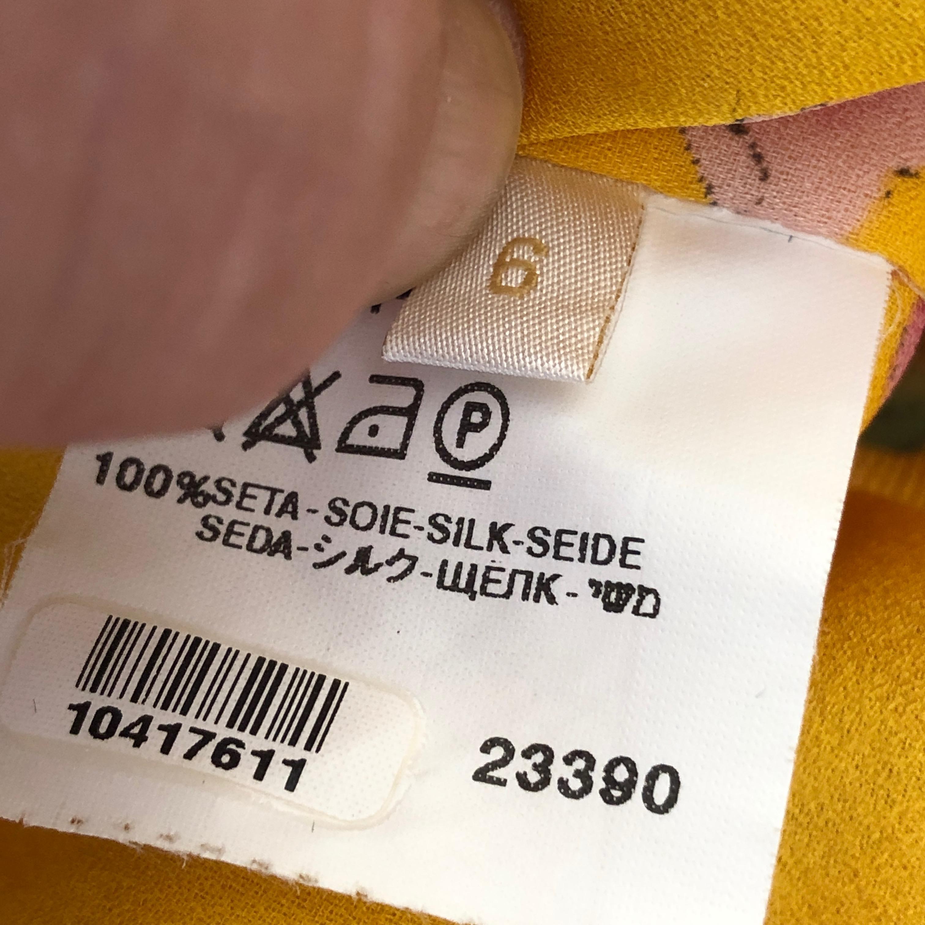Valentino Vintage Yellow Silk Floral Evening Gown with Train For Sale 3