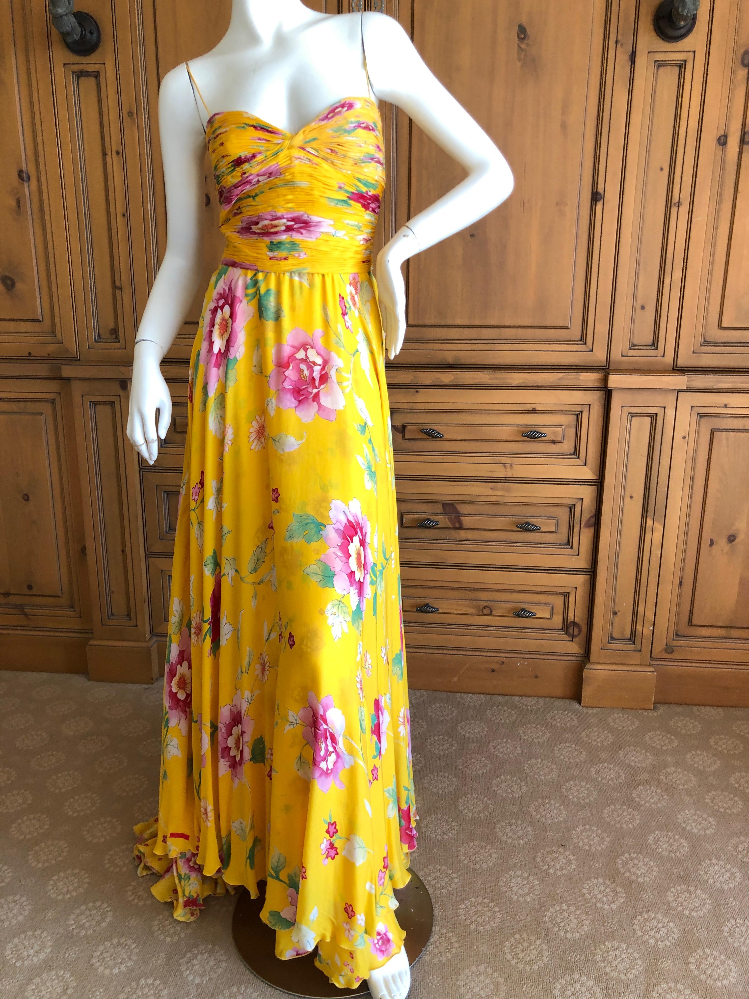 yellow silk floral dress