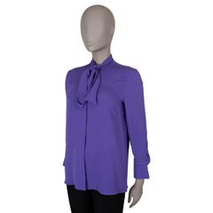VALENTINO Violet purple silk 2022 TIE-NECK GEORGETTE Blouse Shirt XS