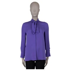 VALENTINO Violet purple silk 2022 TIE-NECK GEORGETTE Blouse Shirt XS