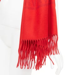VALENTINO VLOGO 100% cashmere red jcquard fringed blanket scarf