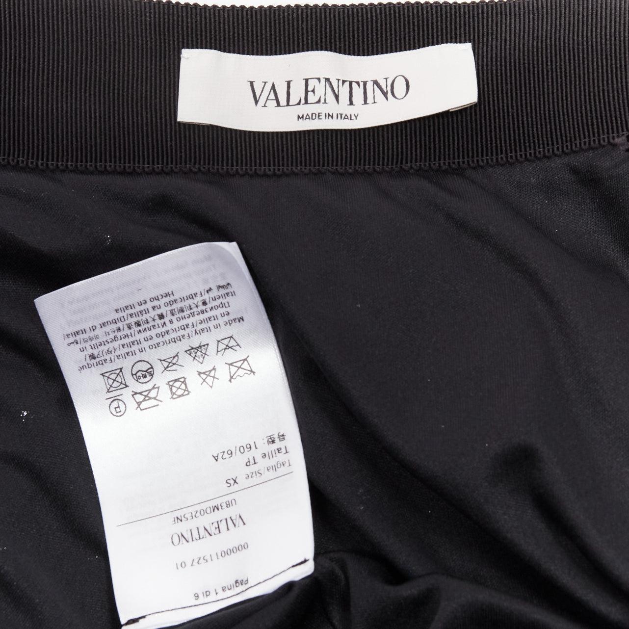 VALENTINO VLOGO black silver sequins embellished pleated plisse midi skirt XS For Sale 5