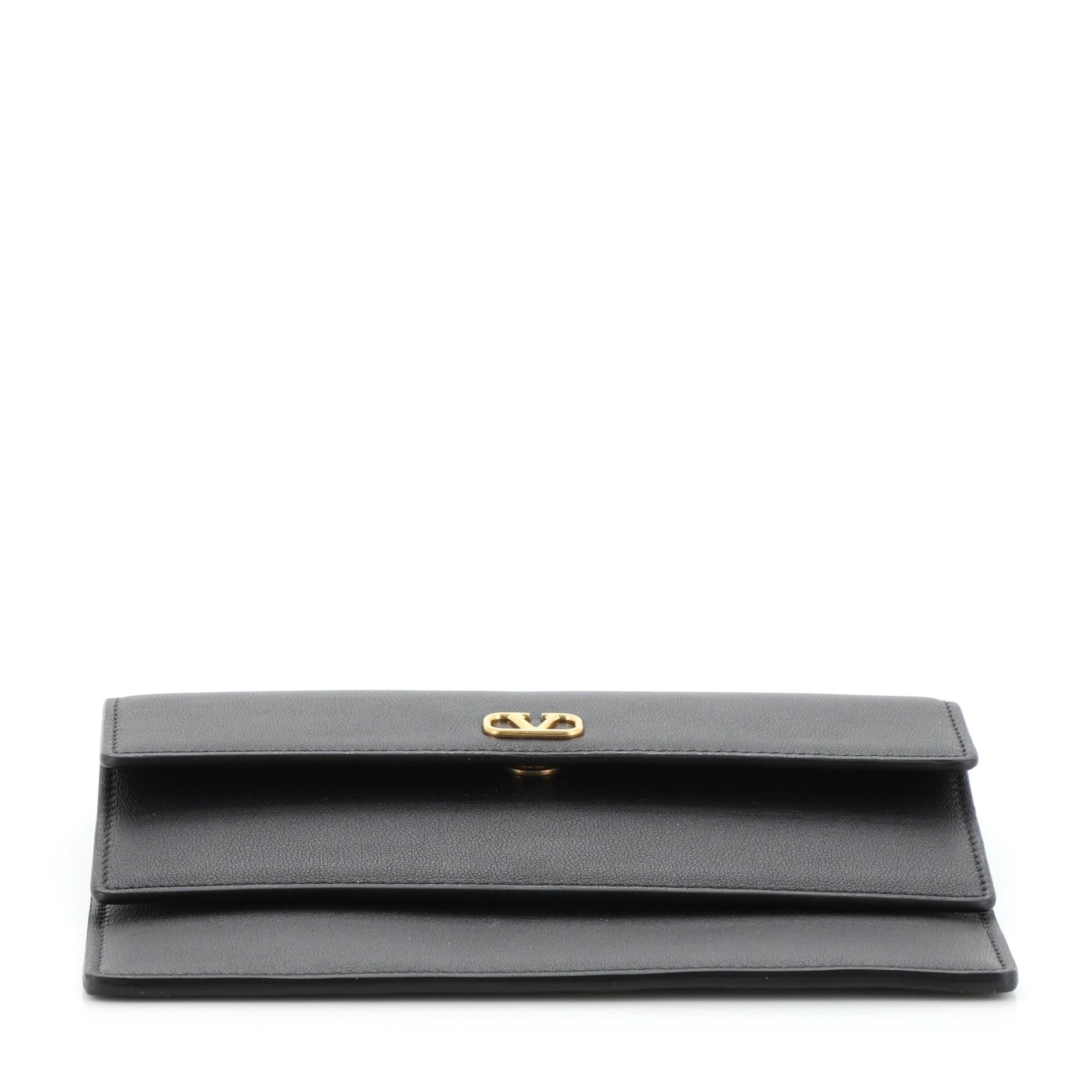 Women's or Men's Valentino VLogo Double Flap Clutch Leather 
