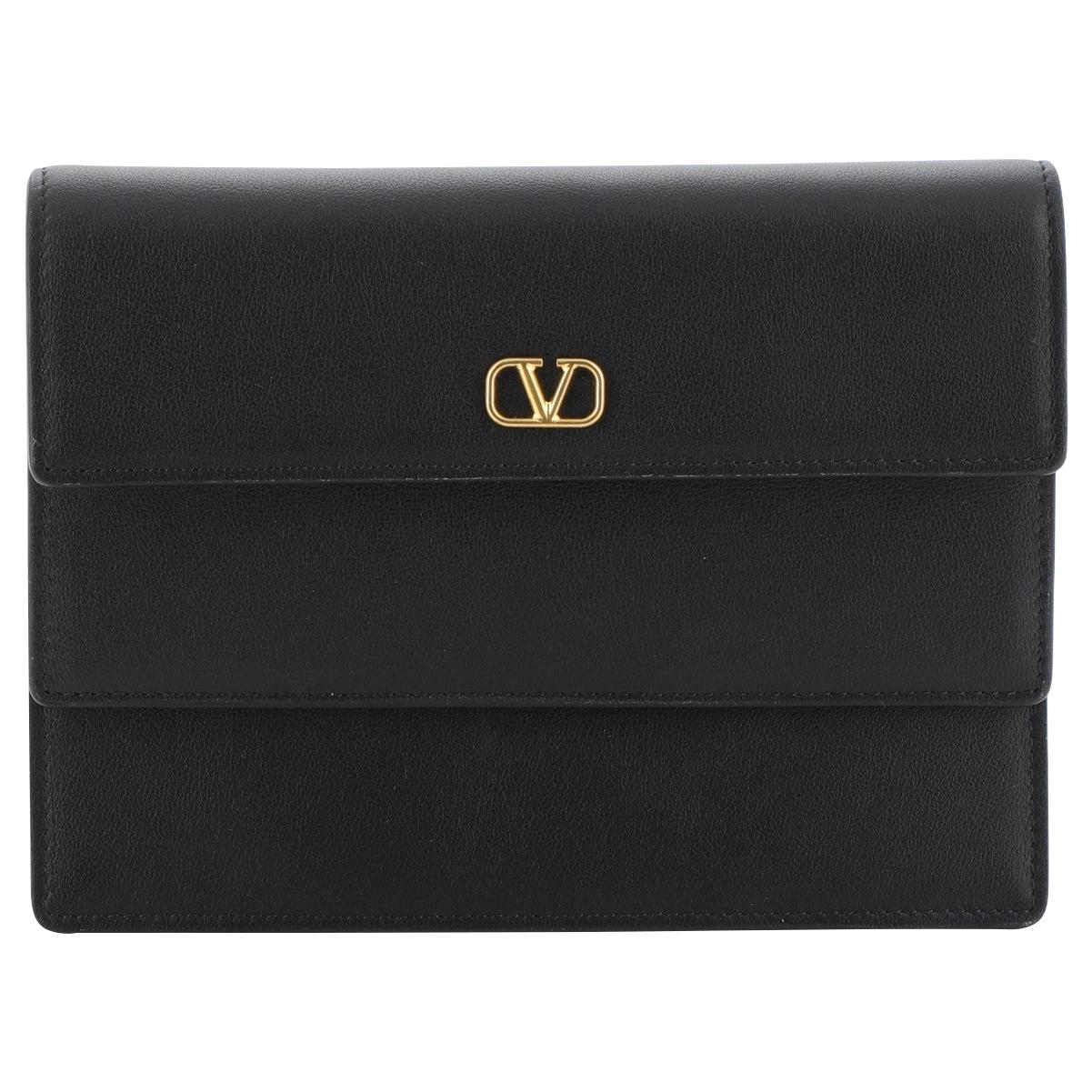 Valentino VLogo Double Flap Clutch Leather 