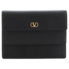 Valentino VLogo Double Flap Clutch Leather 