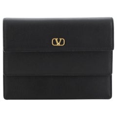 Valentino VLogo Double Flap Clutch Leather