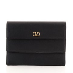 Valentino VLogo Double Flap Clutch Leather