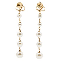 Valentino Vlogo Faux Pearl Gold Tone Earrings