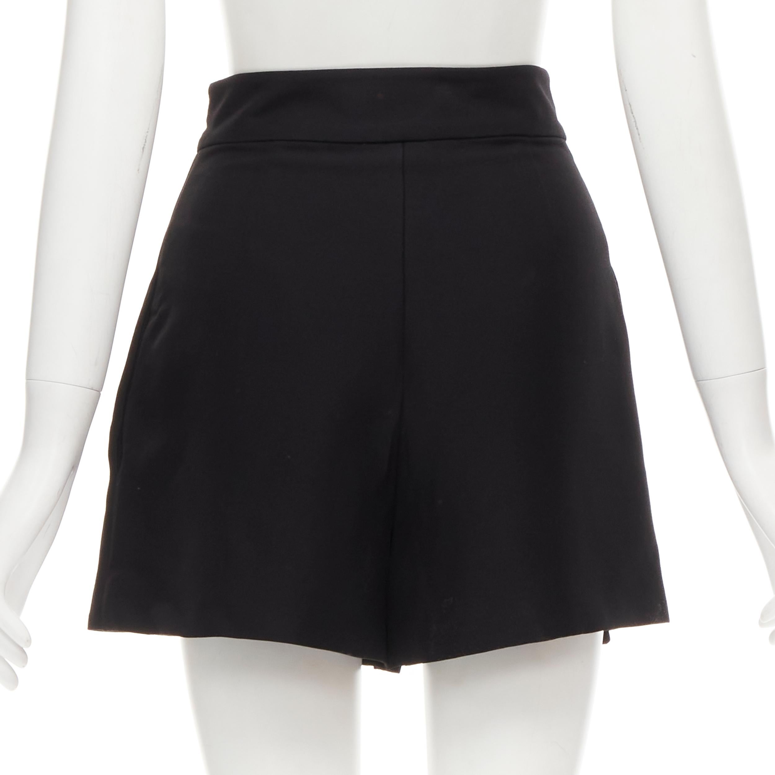 VALENTINO VLOGO Gold-Metall-Knopf schwarz Wolle Seide 60's Mini-Rock Skorts IT38 XS 1