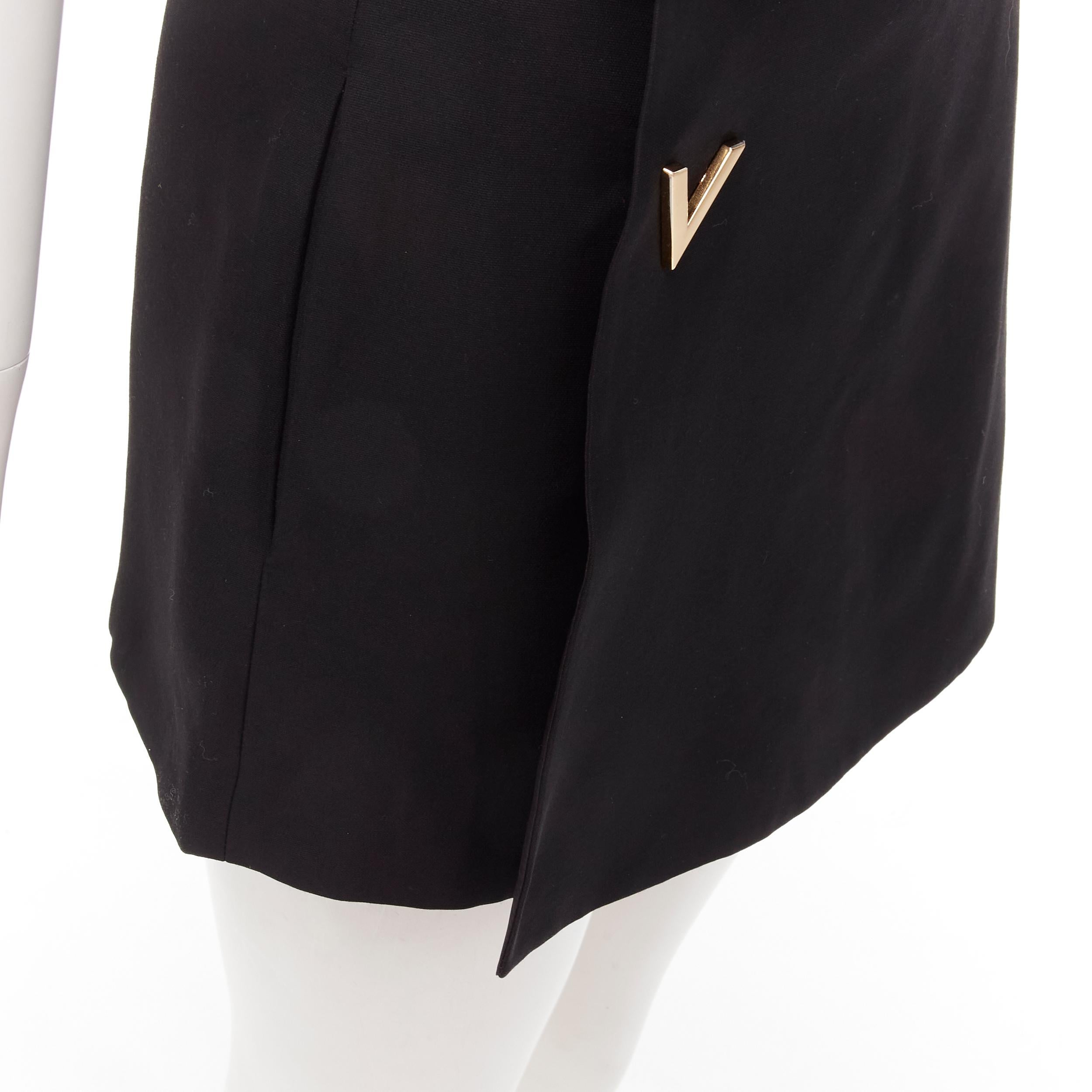 VALENTINO VLOGO Gold-Metall-Knopf schwarz Wolle Seide 60's Mini-Rock Skorts IT38 XS 3