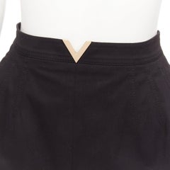 VALENTINO VLOGO gold tone metal hardware black 60's mini skirt skorts IT38 XS