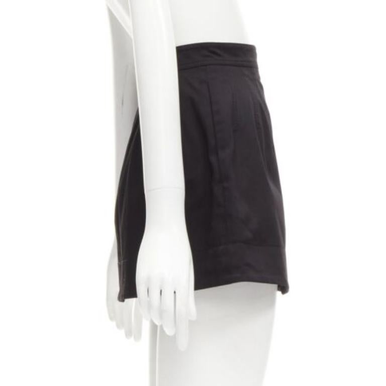 Women's VALENTINO VLOGO gold tone metal hardware black 60's mini skirt skorts IT38 XS