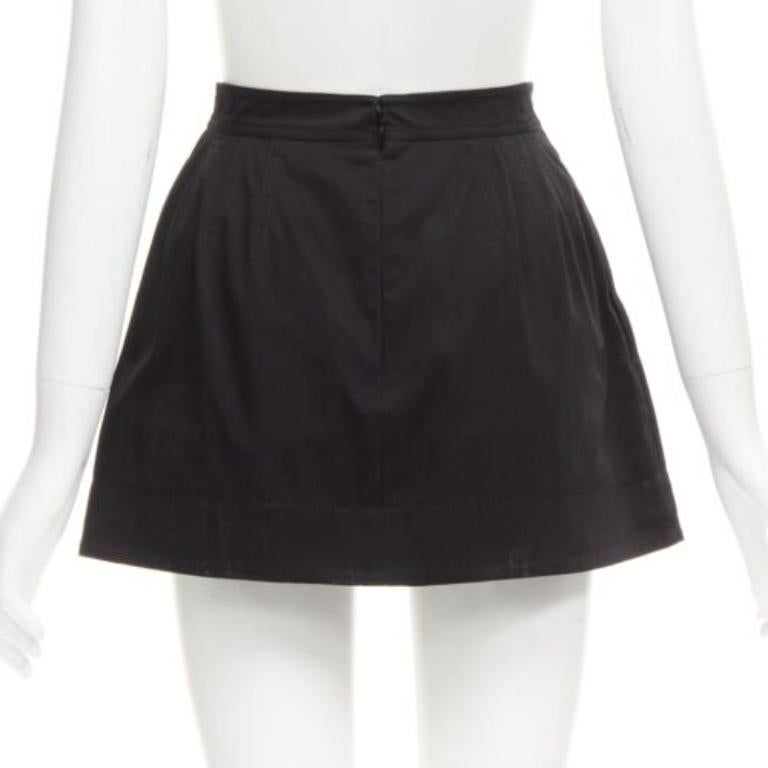 VALENTINO VLOGO gold tone metal hardware black 60's mini skirt skorts IT38 XS 1