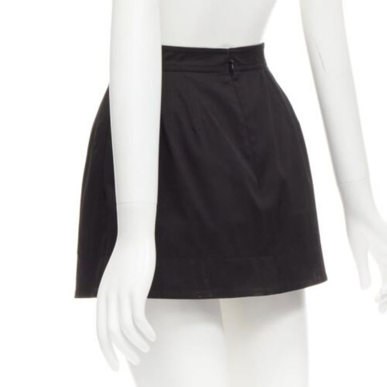 VALENTINO VLOGO gold tone metal hardware black 60's mini skirt skorts IT38 XS 2