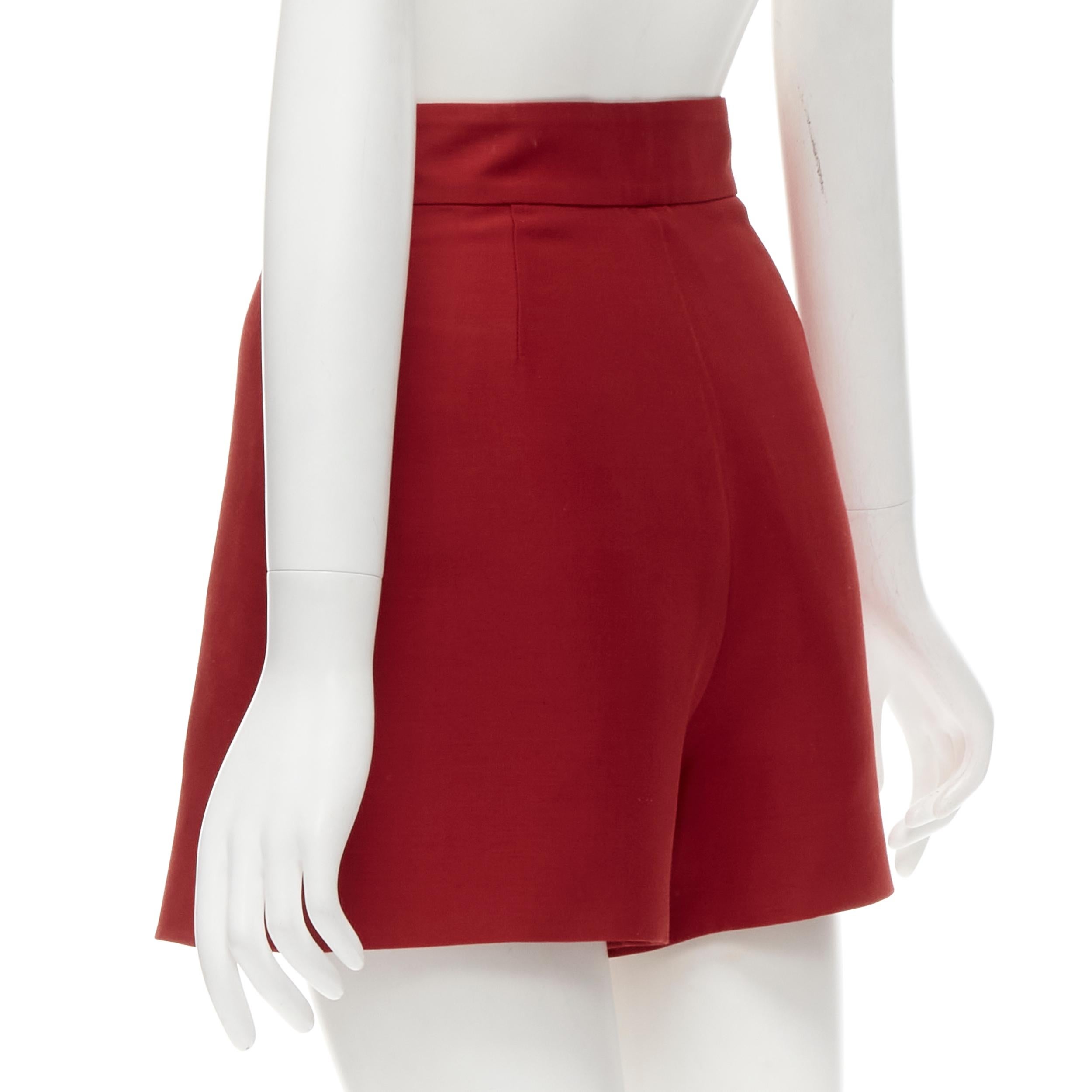 VALENTINO VLOGO gold tone V button red wool silk 60's mini skirt skorts IT38 XS 2