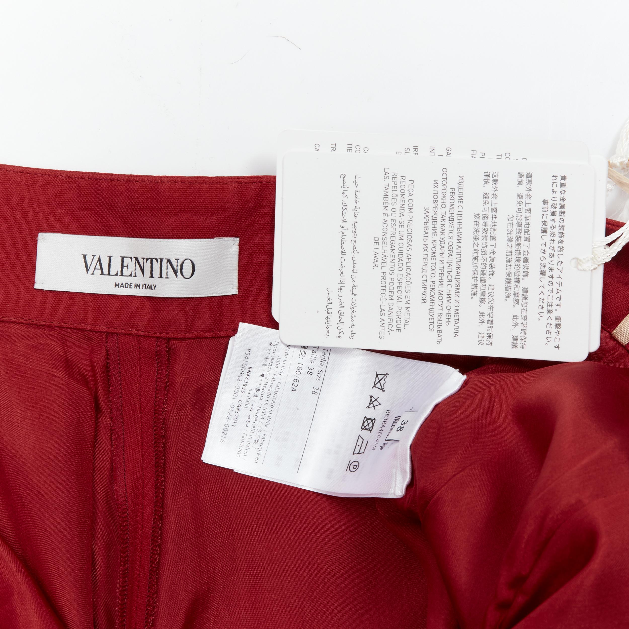 VALENTINO VLOGO gold tone V button red wool silk 60's mini skirt skorts IT38 XS 4