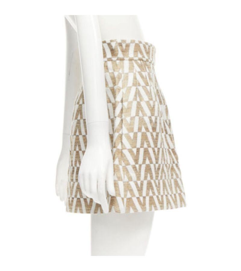 Women's VALENTINO VLOGO gold white monogram jacquard A-line mini skirt skorts IT38 XS For Sale