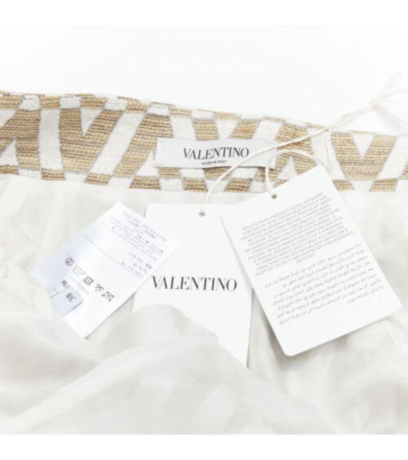 VALENTINO VLOGO gold white monogram jacquard A-line mini skirt skorts IT38 XS 4