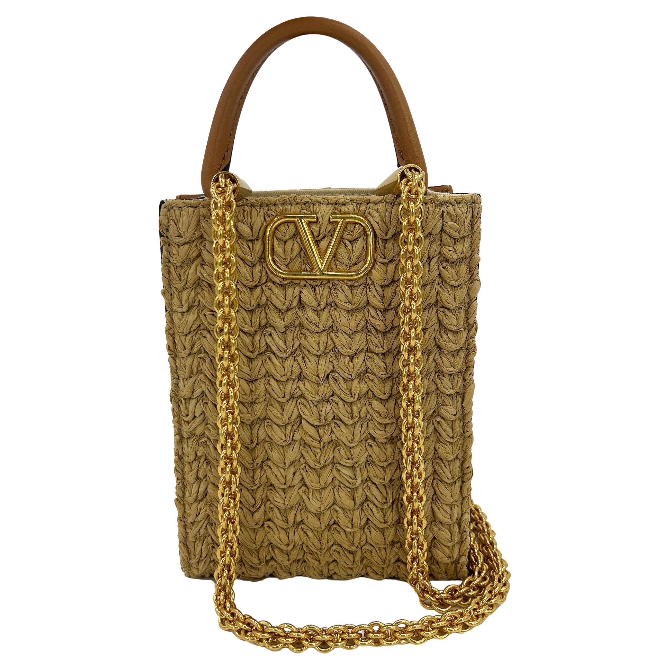 Valentino Vlogo North South Raffia Pouch