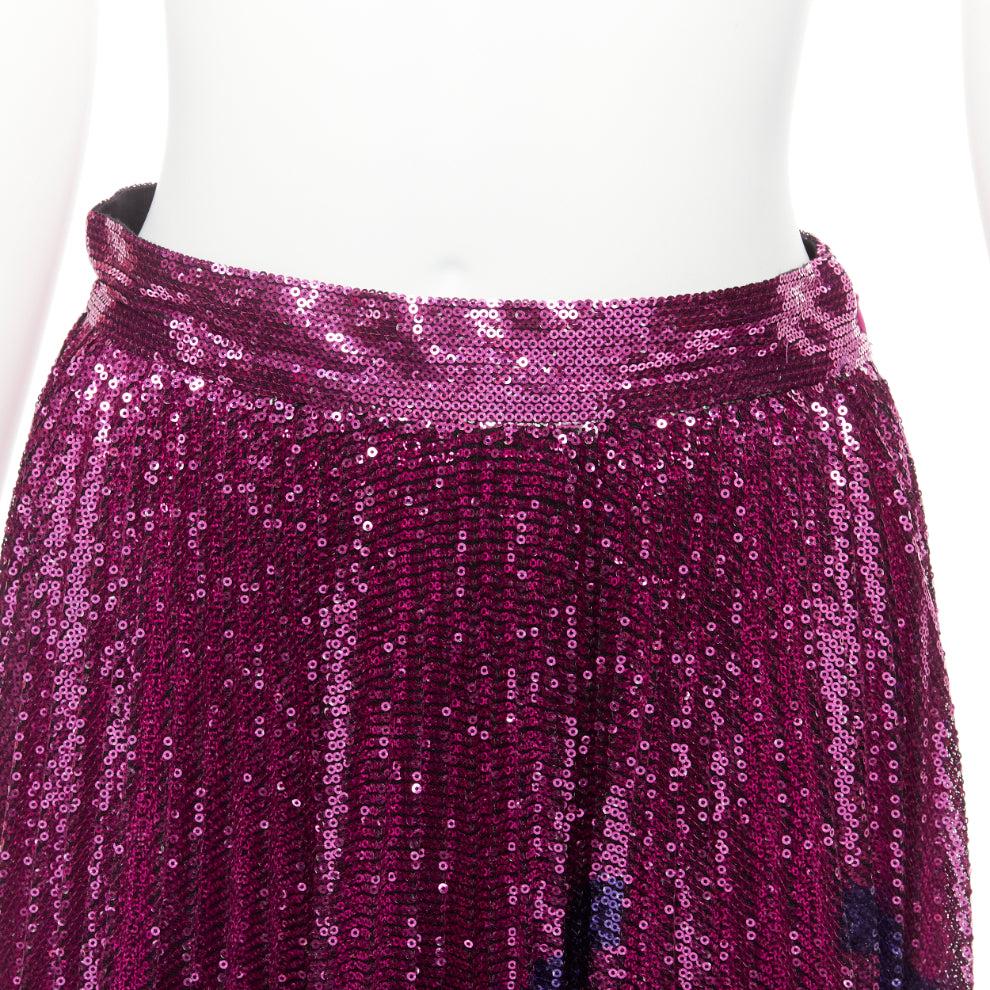 VALENTINO VLOGO pink purple full sequin embellished pleated plisse midi skirt S 4