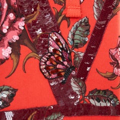 VALENTINO VLogo sequin butterfly rose embroidery oversized hoodie M