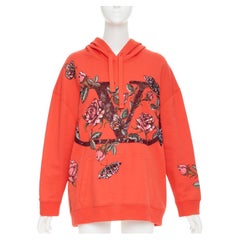 VALENTINO VLogo sequin butterfly rose embroidery oversized hoodie M