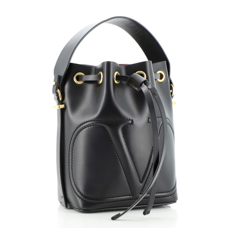 Valentino VLogo Walk Bucket Bag Leather For Sale at 1stDibs