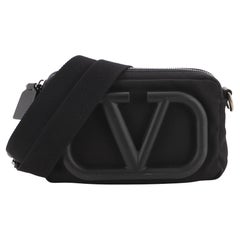 Valentino VLogo Zipped Crossbody Canvas and Metal