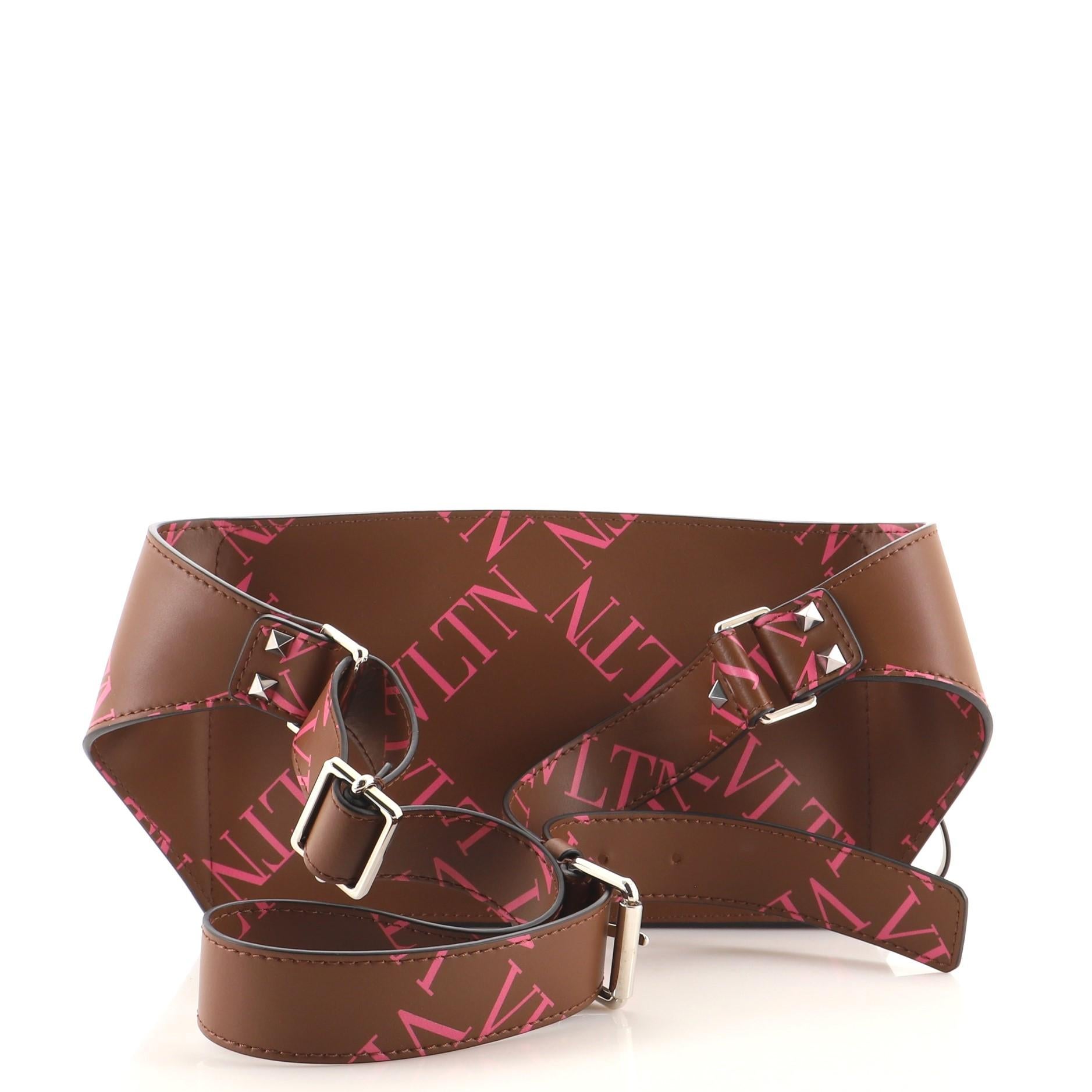 Brown Valentino VLTN Belt Bag Grid Print Leather