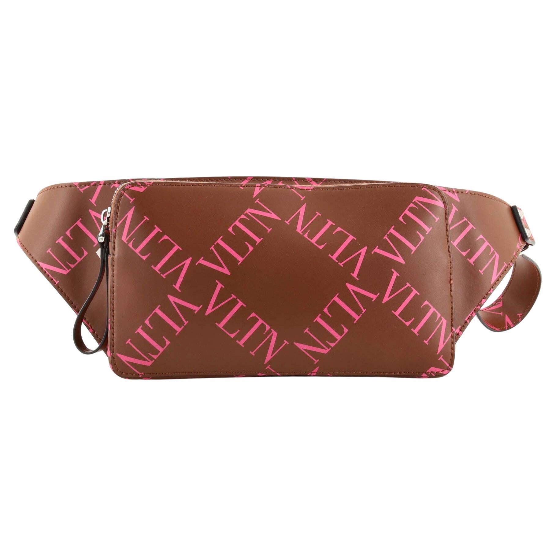 Valentino VLTN Belt Bag Grid Print Leather For Sale at 1stDibs