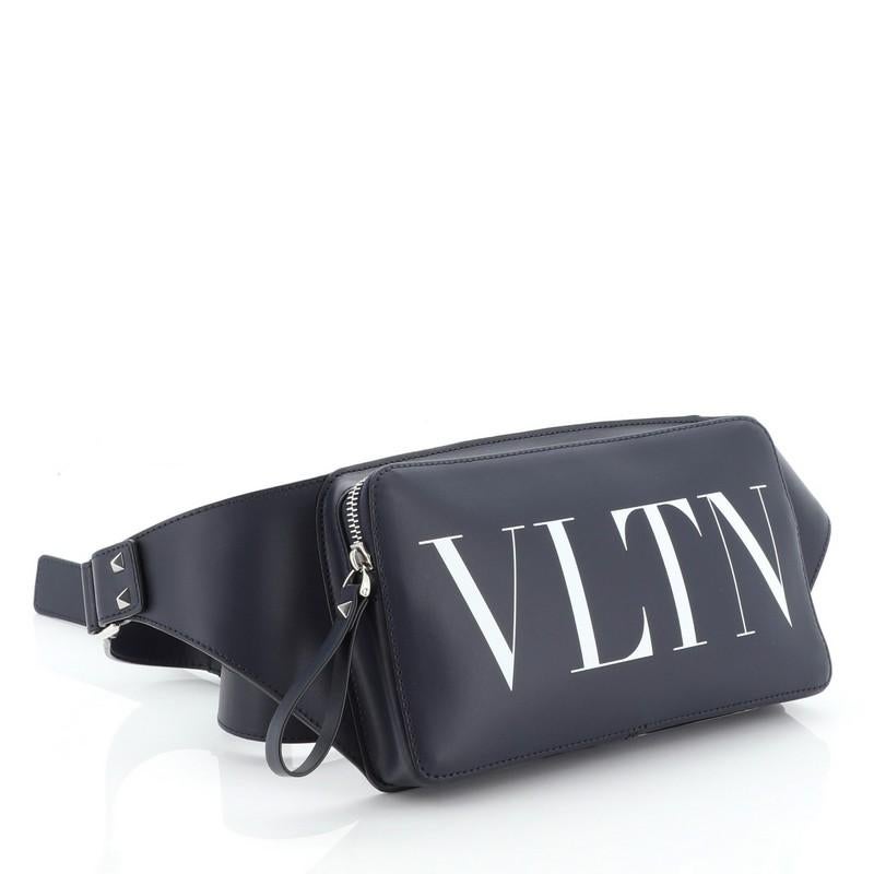 Black Valentino VLTN Belt Bag Printed Leather 