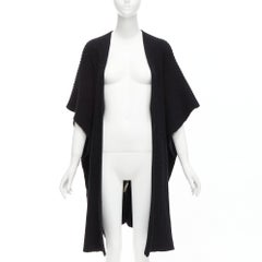 VALENTINO VLTN black 100% virgin wool logo back poncho cardigan M
