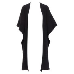 Used VALENTINO VLTN black 100% virgin wool logo back poncho cardigan M