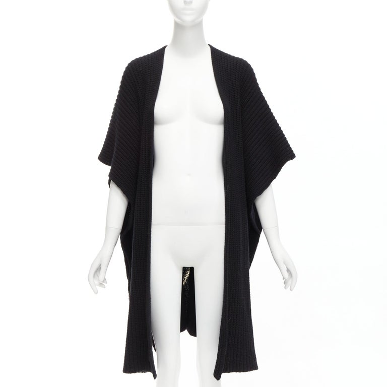 VALENTINO VLTN negro 100% lana virgen logo espalda poncho cardigan M en venta