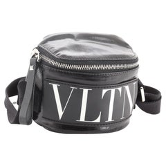 Vintage Valentino VLTN Crossbody Bag Printed Coated Canvas Black