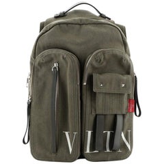 Valentino VLTN Double Pocket Backpack Printed Canvas