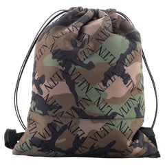 Valentino VLTN Drawstring Backpack Printed Camo Nylon Large