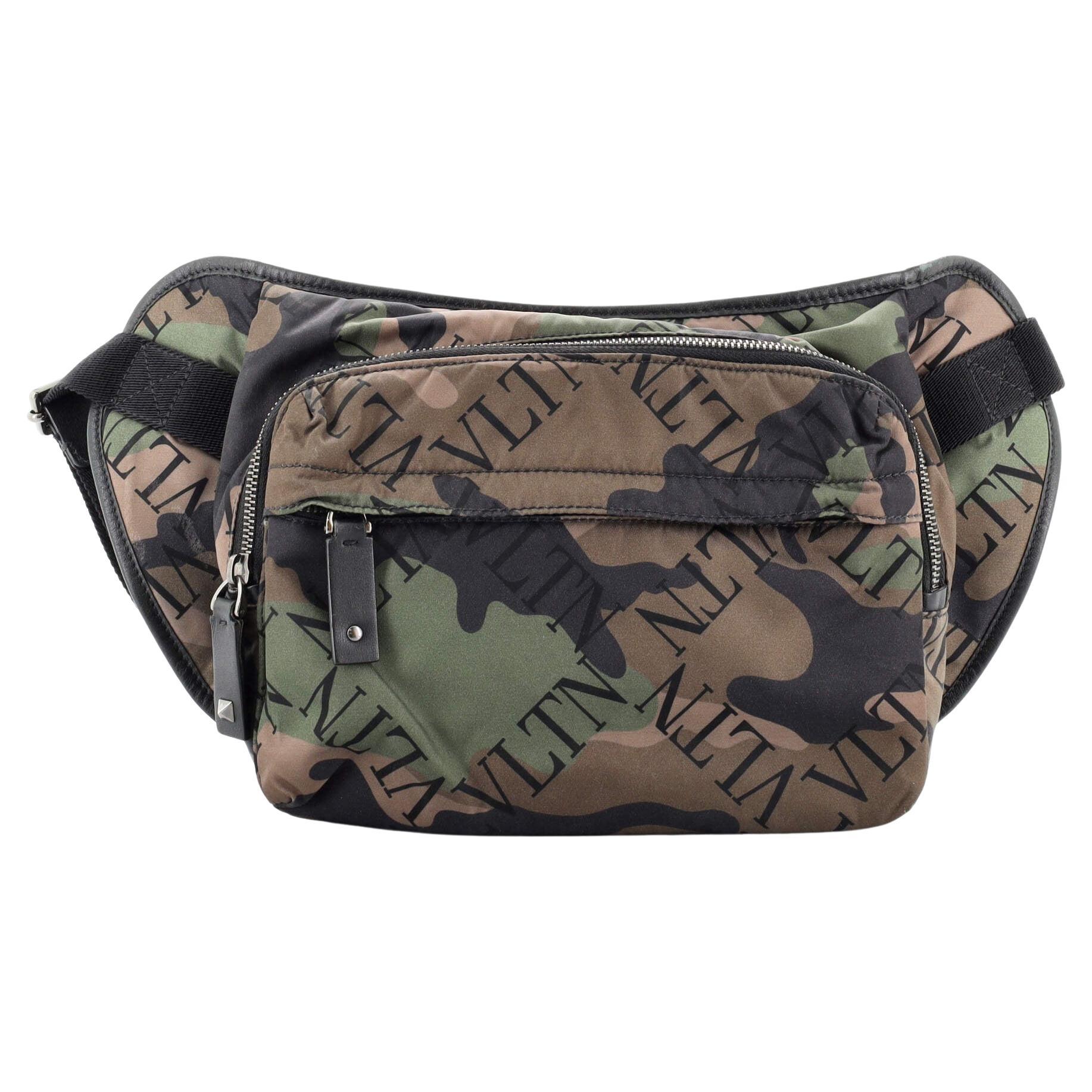 Valentino VLTN Front Pocket Belt Bag Camo Nylon For Sale at 1stDibs