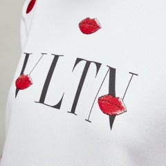 VALENTINO VLTN Le Rouge Kisses red sequin lips embroidery oversized hoodie XXS