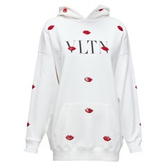 VALENTINO VLTN Le Rouge Kisses rouge paillettes lèvres brodées sweat à capuche oversize XXS
