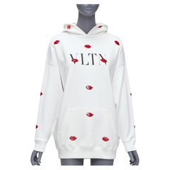 VALENTINO VLTN Le Rouge Kisses sequin lips embroidery oversized hoodie XXS