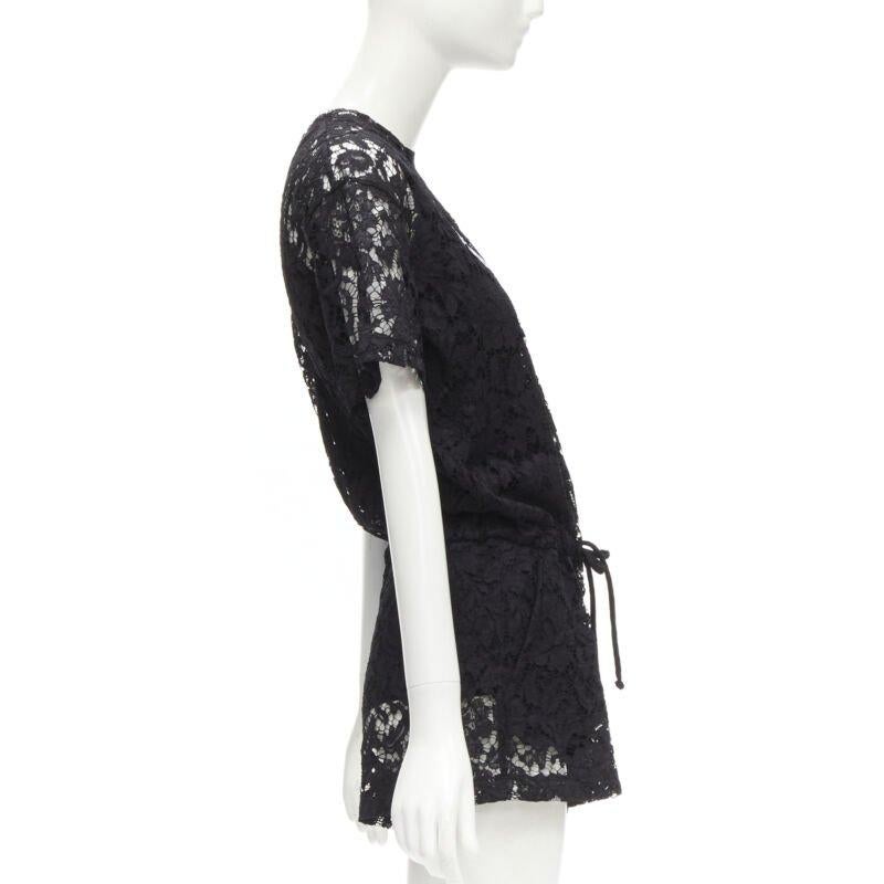 Women's VALENTINO VLTN logo black lace white full floral lace playsuit romper XS For Sale