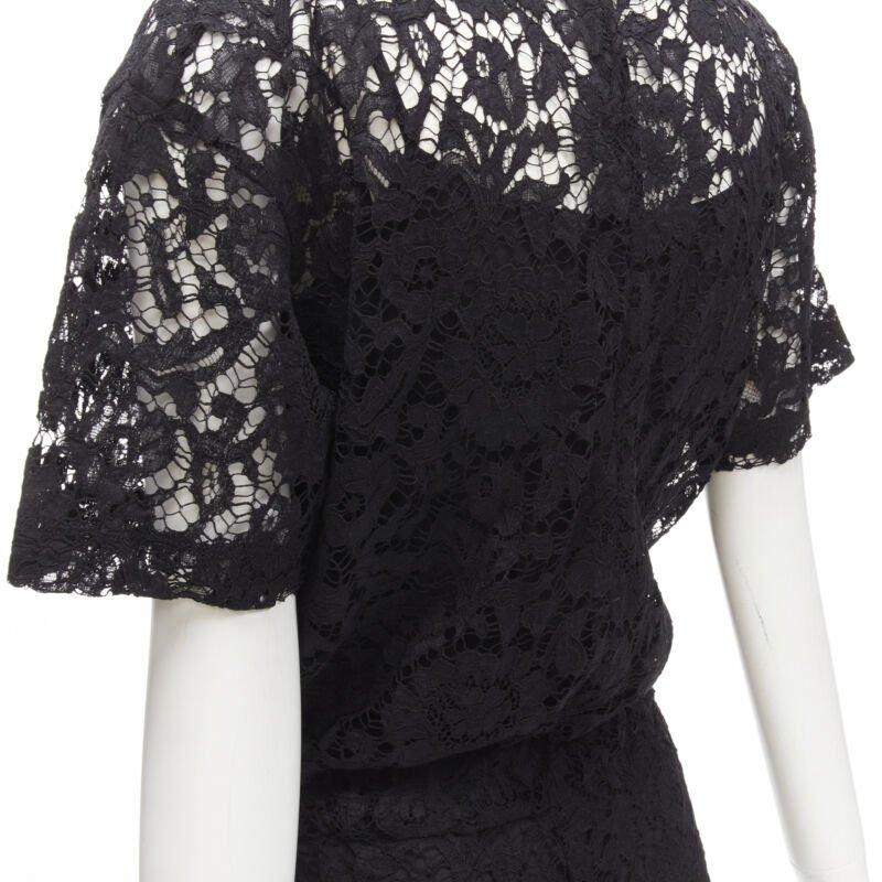 VALENTINO VLTN logo black lace white full floral lace playsuit romper XS For Sale 4