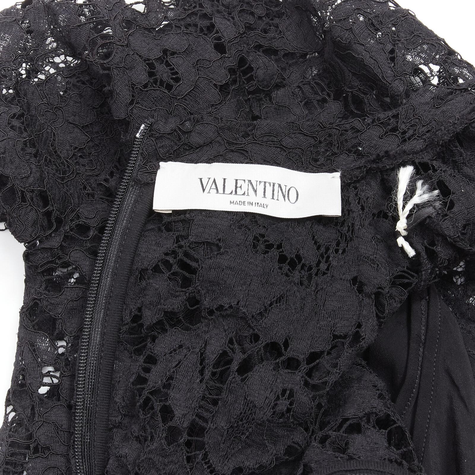VALENTINO VLTN logo black lace white full floral lace playsuit romper XS For Sale 5