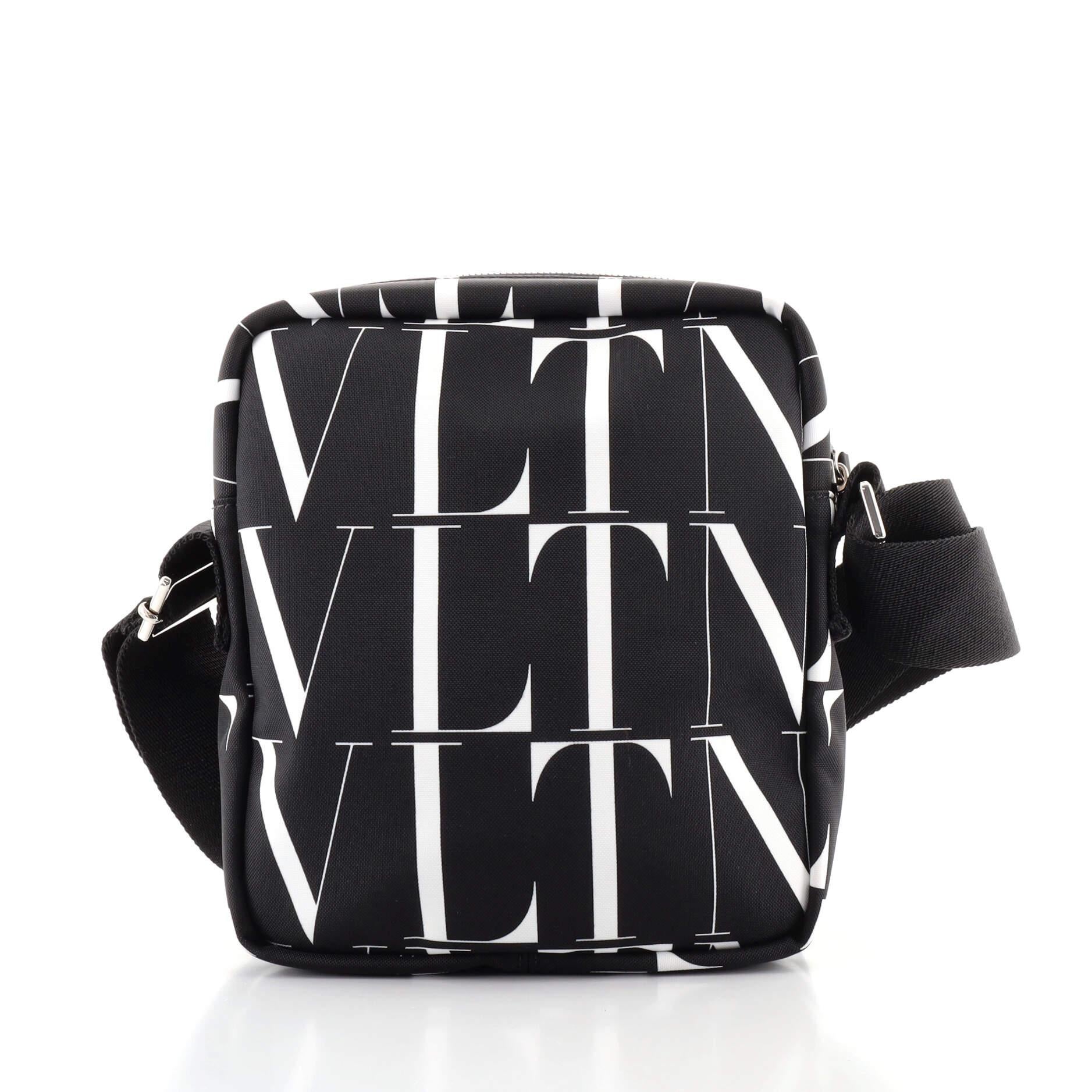 Black Valentino VLTN Logo Camera Bag Printed Nylon