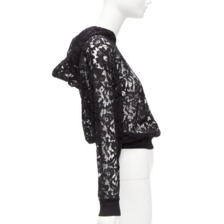 De las mujeres VALENTINO VLTN sudadera con capucha de encaje con logo estampado floral negro transparente sudadera con capucha S en venta