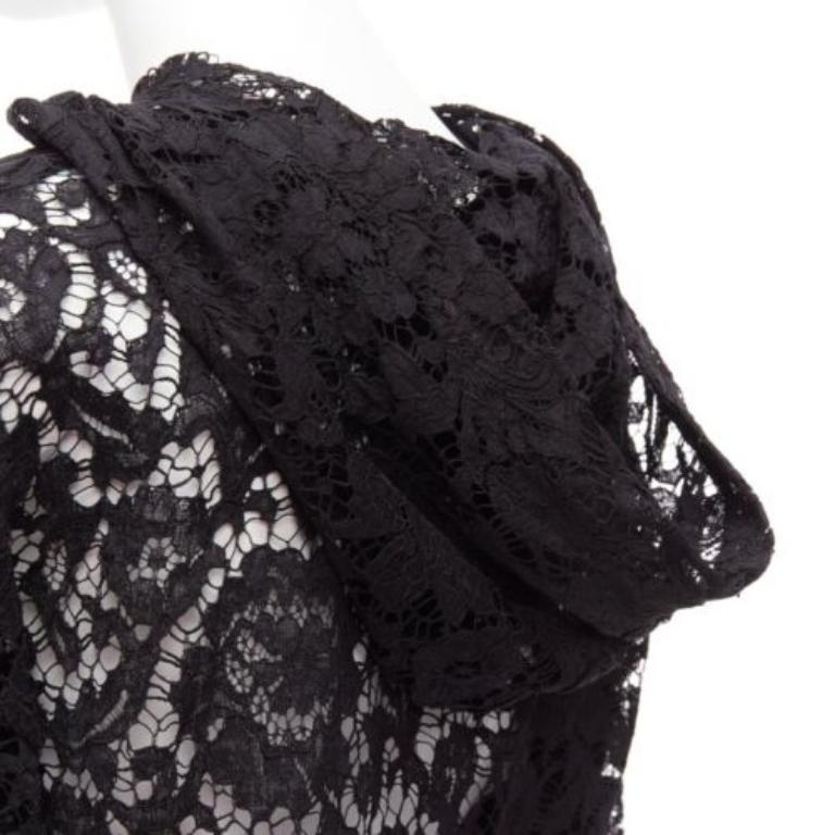VALENTINO VLTN sudadera con capucha de encaje con logo estampado floral negro transparente sudadera con capucha S en venta 3