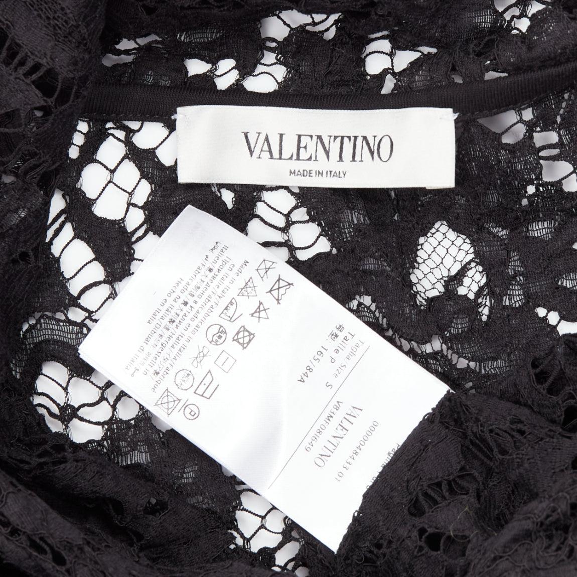 VALENTINO VLTN logo print floral black sheer lace hoodie lace cropped hoodie S For Sale 5