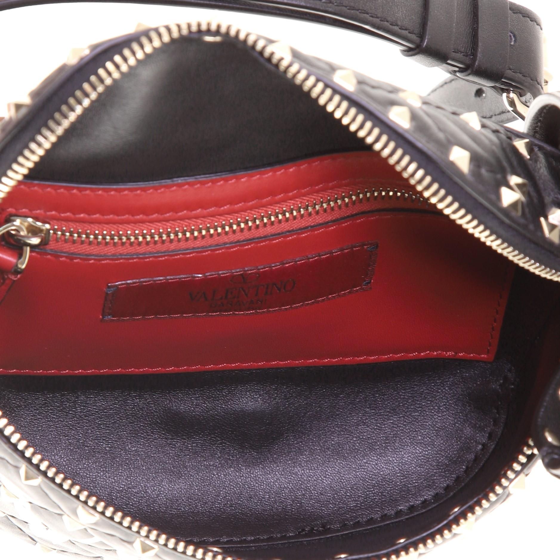 Black Valentino VLTN Rockstud Spike Belt Bag Quilted Leather