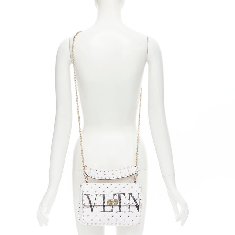 Valentino Garavani White VLTN Medium Rockstud Spike Bag